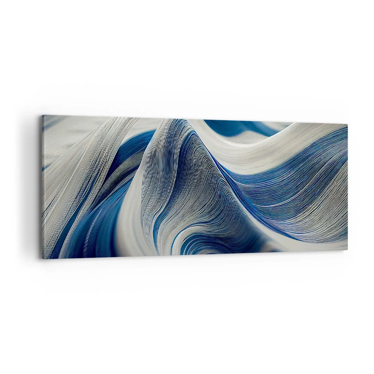 Obraz na plátne - Plynulosť modrej a bielej - 100x40 cm