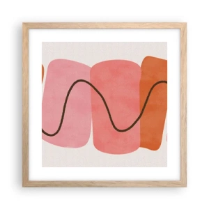 Plagát v ráme zo svetlého duba - Jemný pohyb foriem - 40x40 cm