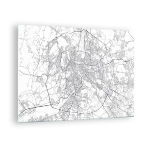 Obraz na skle - Mapa Ríma s prehľadným kruhovým rozložením ciest - 70x50cm - Rímsky kruh - Moderná nástenná dekorácia do obývacej izby a spálne ARTTOR