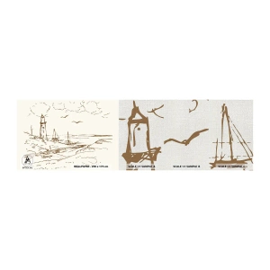 Vzorka fototapety Premium Canvas - Náčrt letných spomienok - Grafika, pobrežie, Maják - 100x30 cm