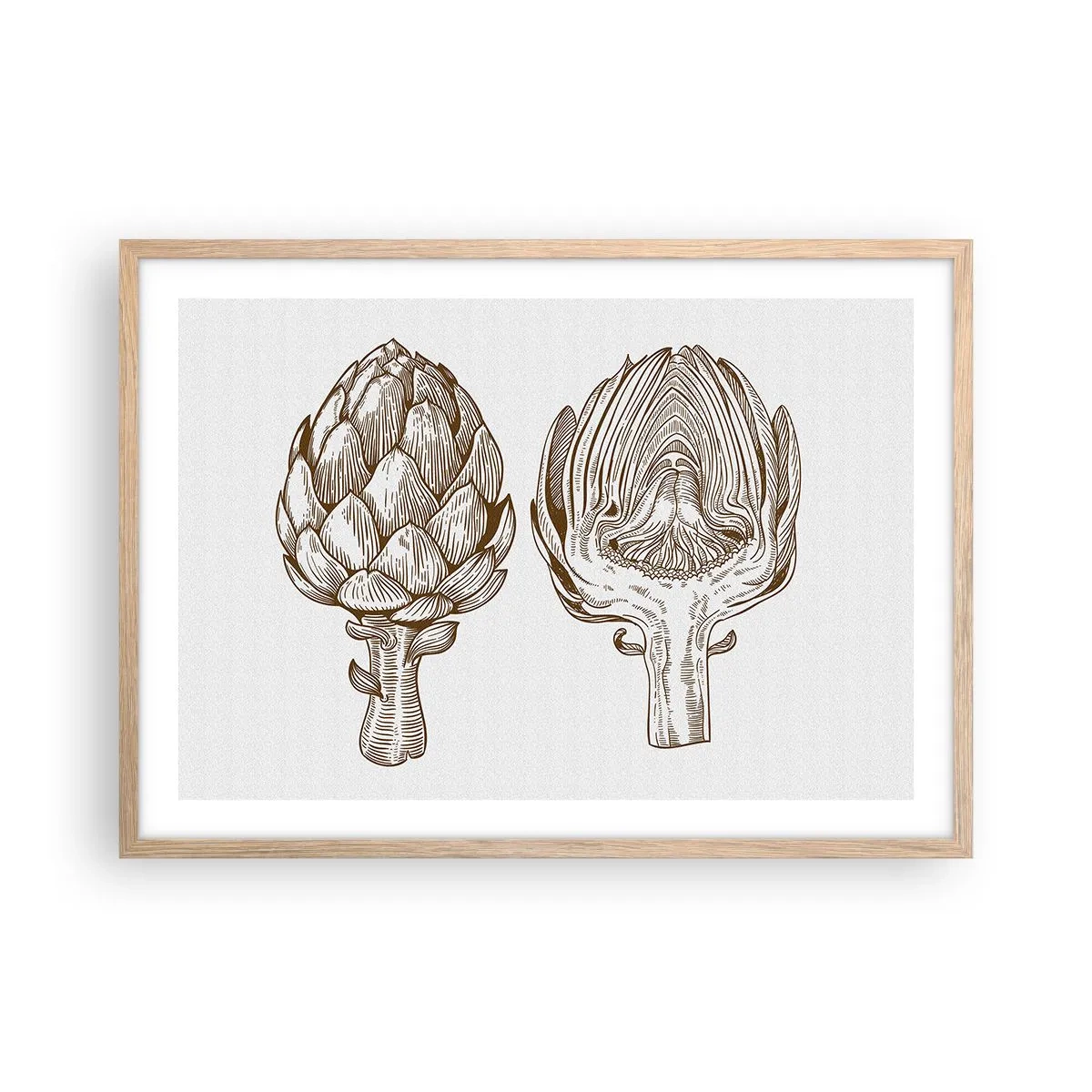 Plagát v ráme zo svetlého duba - Hodiny anatómie - 70x50 cm