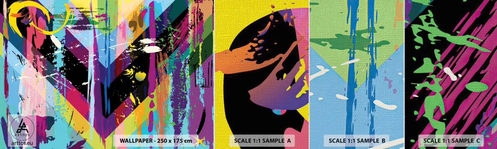 Vzorka fototapety Premium Canvas - Zhora nadol - Abstrakcia, Kus, Grafika - 100x30 cm