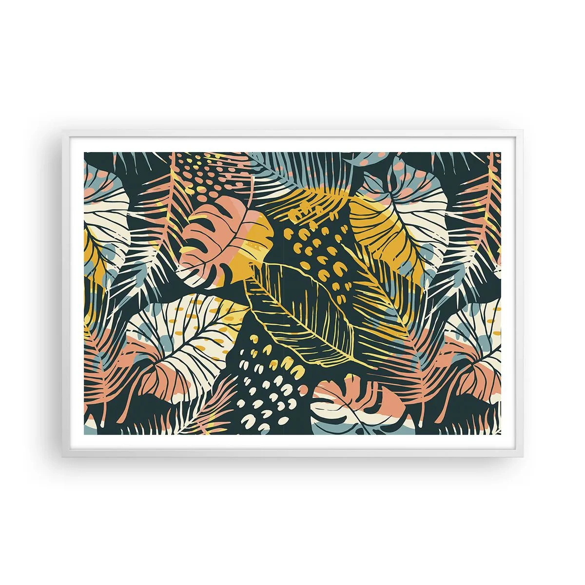 Plagát v bielom ráme - Listová fantázia - 100x70 cm