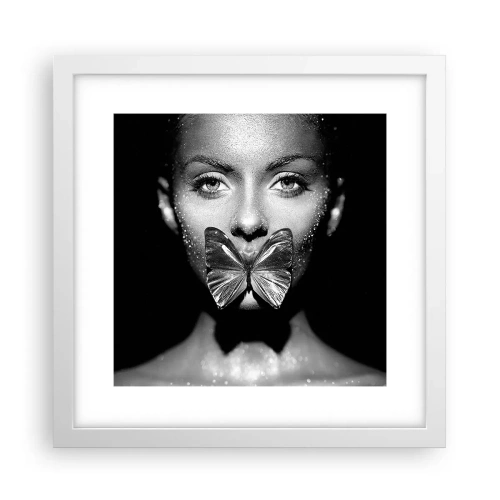 Plagát v bielom ráme - Motýlí bozk - 30x30 cm