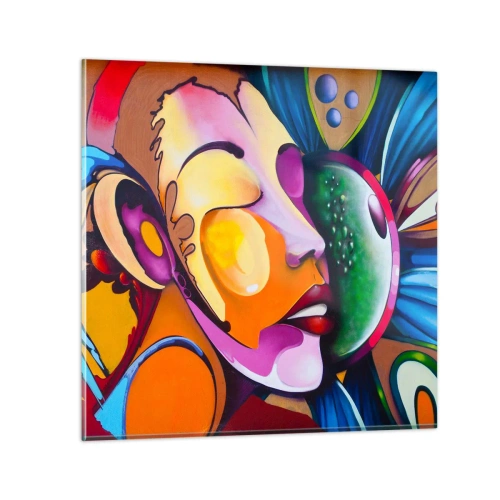 Obraz na skle - Dotknúť sa farbou - 30x30 cm