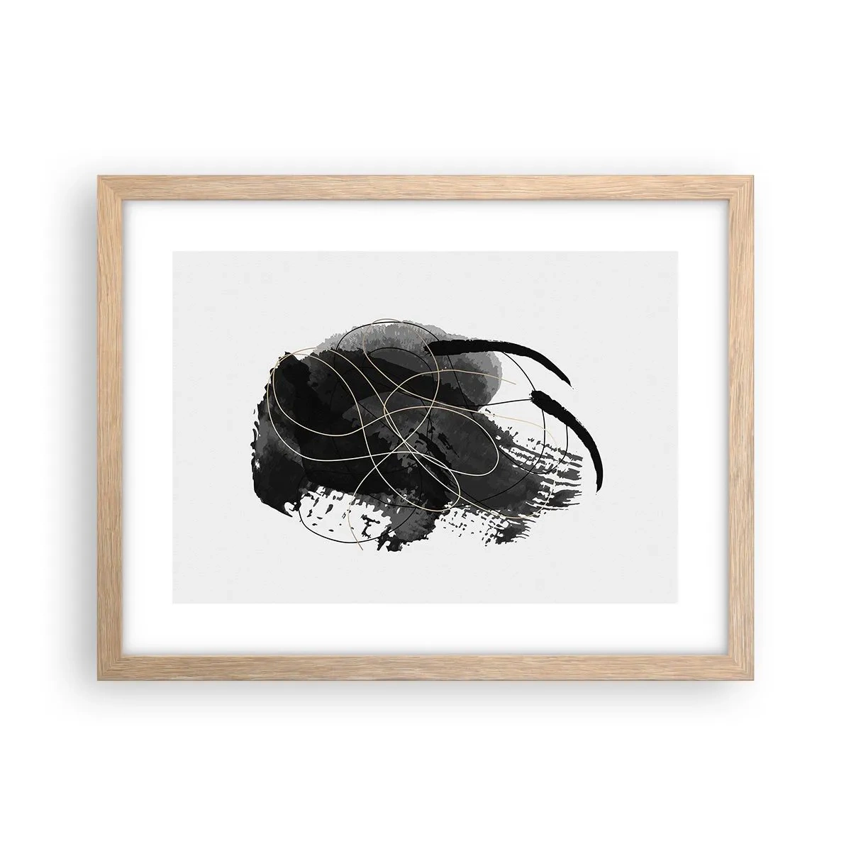 Plagát v ráme zo svetlého duba - Upletené z čiernej - 40x30 cm