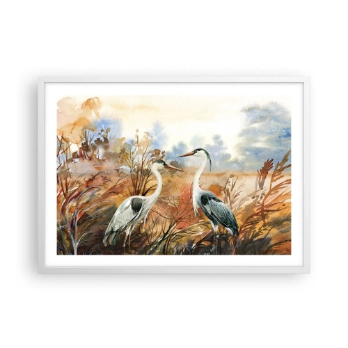 Plagát v bielom ráme - Kam na jeseň? - 70x50 cm