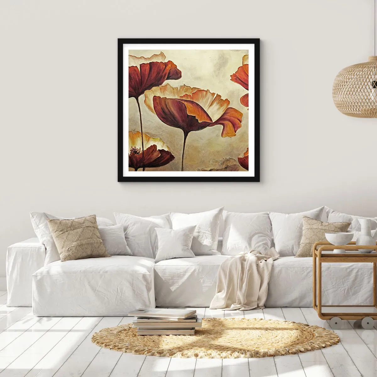 Plagát v čiernom ráme - Lán lúky - 60x60 cm