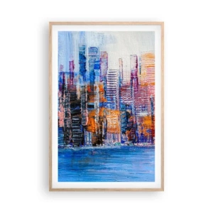 Plagát v ráme zo svetlého duba - Radostná metropola - 61x91 cm