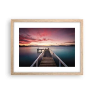 Plagát v ráme zo svetlého duba - Jemný plameň večera - 40x30 cm