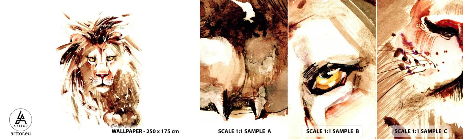 Vzorka Fototapeta Standard Eco - Sila a dôstojnosť - Zvieratá, Lev, Abstrakcia - 100x30 cm