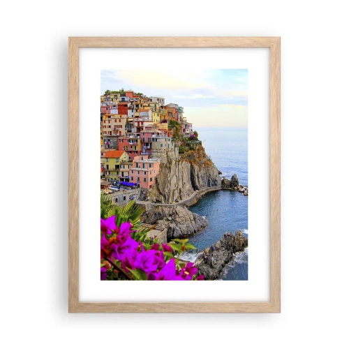 Plagát v ráme zo svetlého duba - Usmievavé mesto - 30x40 cm