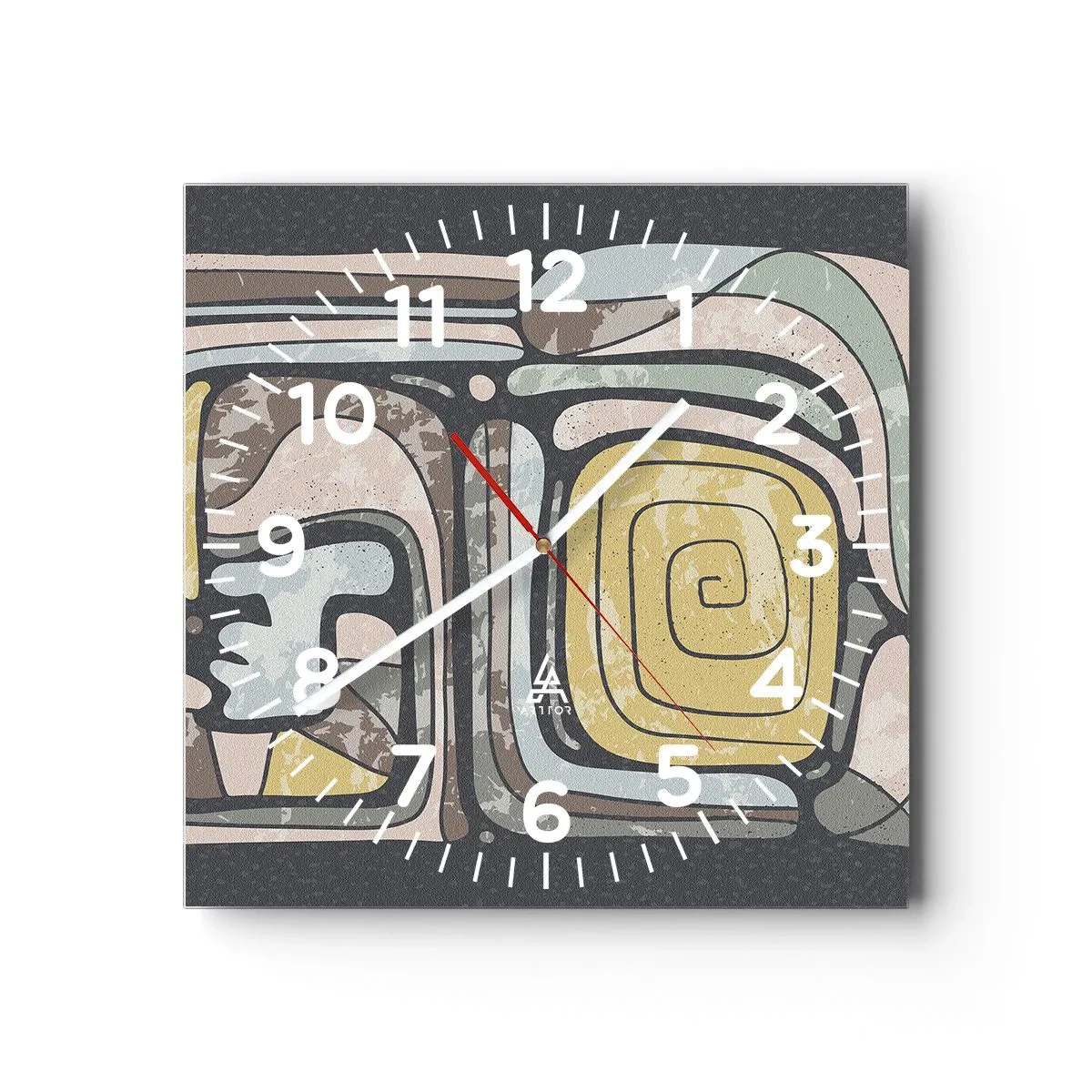 Nástenné hodiny - Abstrakcia v predkolumbovskom duchu - 40x40 cm