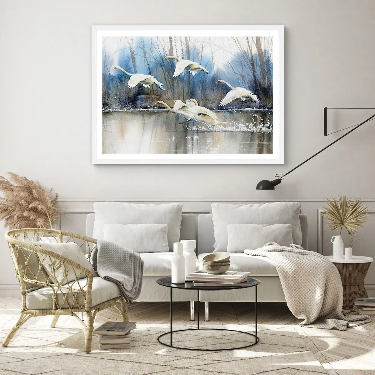 Plagát v bielom ráme - Ako v poviedke o divokých labutiach - 91x61 cm