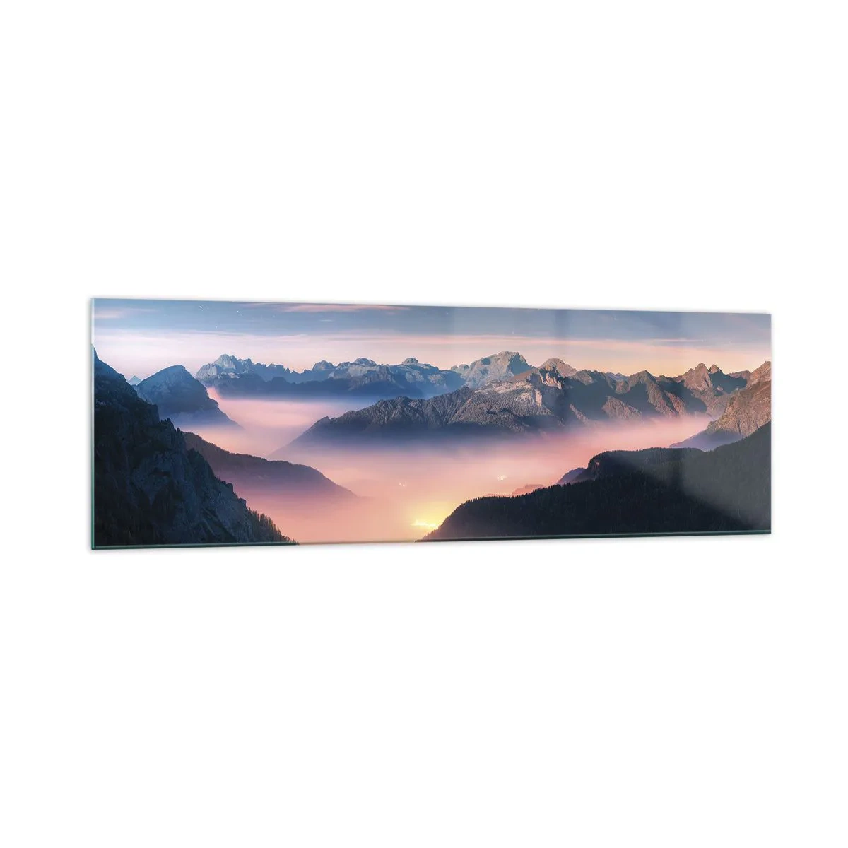 Obraz na skle - Svetlo v údoliach - 160x50 cm