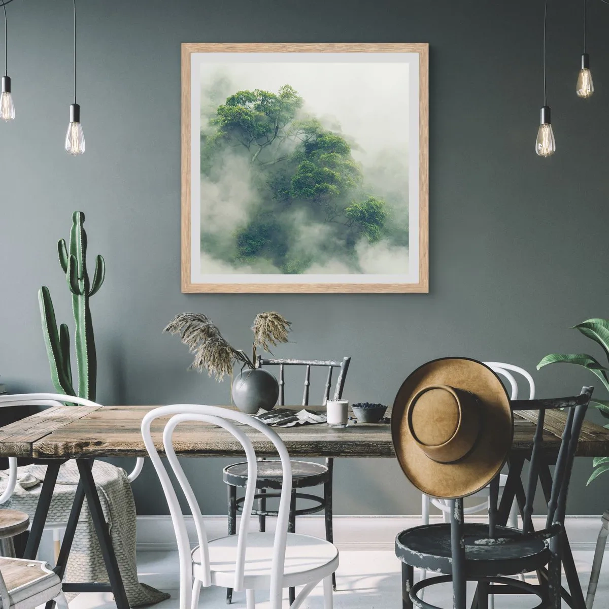 Plagát v ráme zo svetlého duba - Zahalené hmlou - 60x60 cm