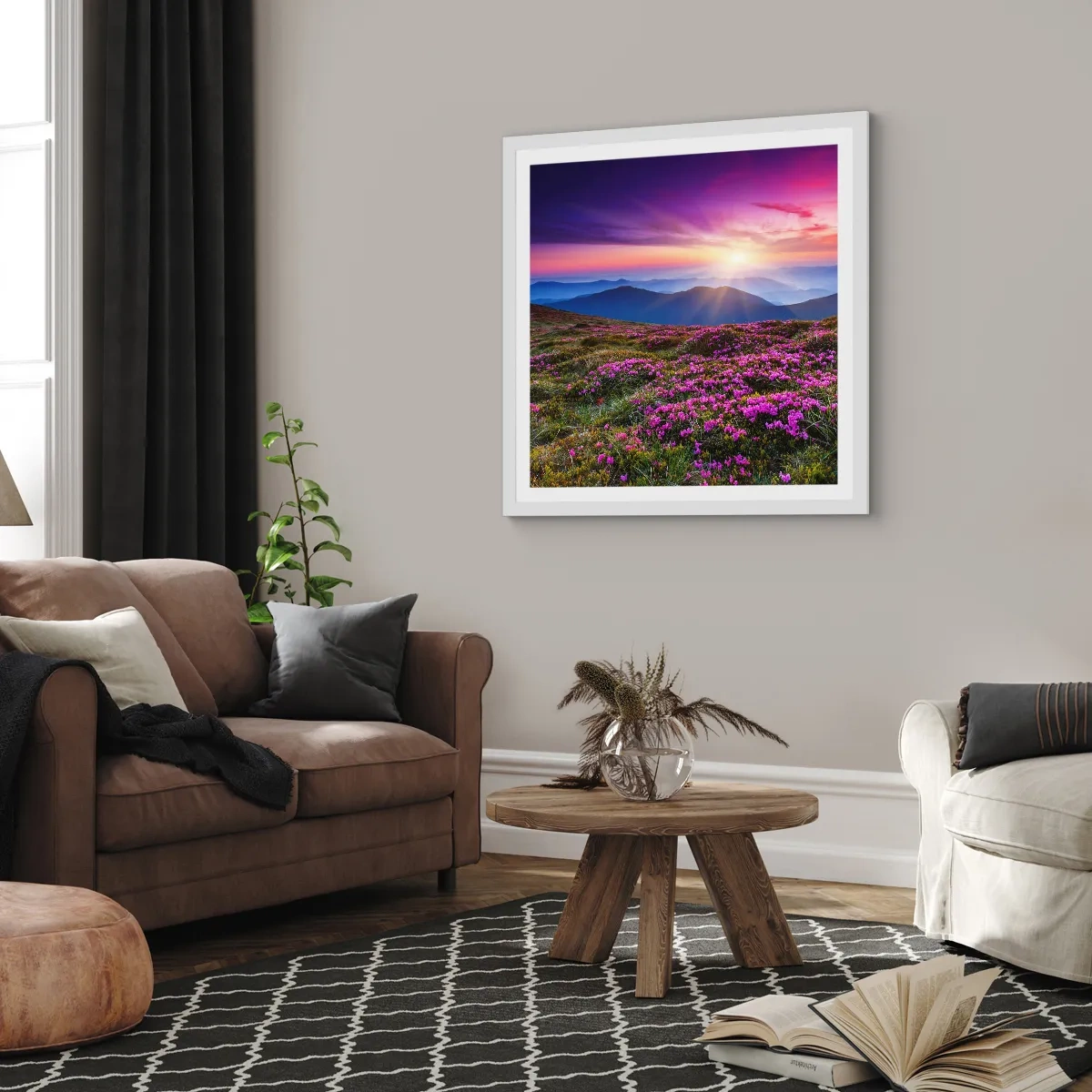 Plagát v bielom ráme - Zavoňali svieže púčiky byliniek z obilných polí - 60x60 cm