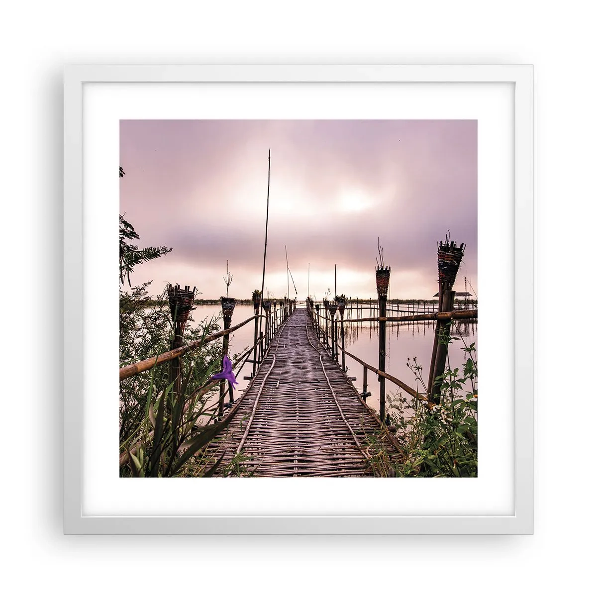 Plagát v bielom ráme - Pokoj a pohoda Ázie - 40x40 cm