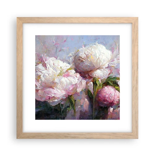 Plagát v ráme zo svetlého duba - Kytica prekypujúca životom - 30x30 cm