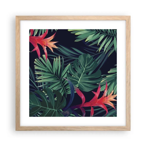 Plagát v ráme zo svetlého duba - Vzplanúť v zelenom - 40x40 cm