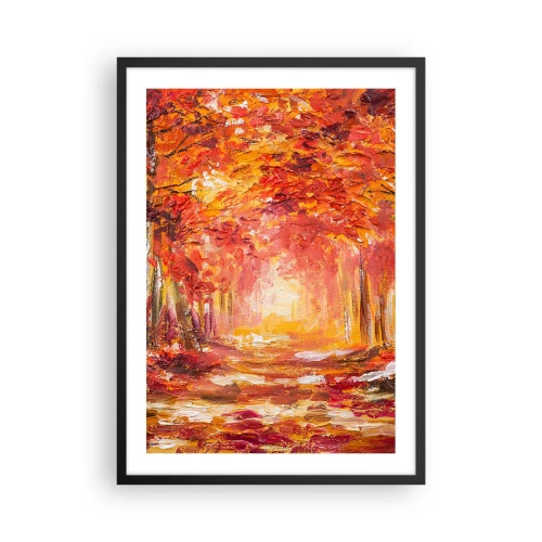 Plagát v čiernom ráme - Malebná aleja v jesenných farbách - 50x70cm - Medený les - Moderná nástenná dekorácia do obývacej izby a spálne ARTTOR