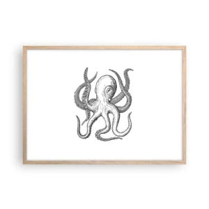 Plagát v ráme zo svetlého duba - Tancujúca s vlnami - 70x50 cm