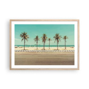Plagát v ráme zo svetlého duba - Stráženie pláže - 70x50 cm