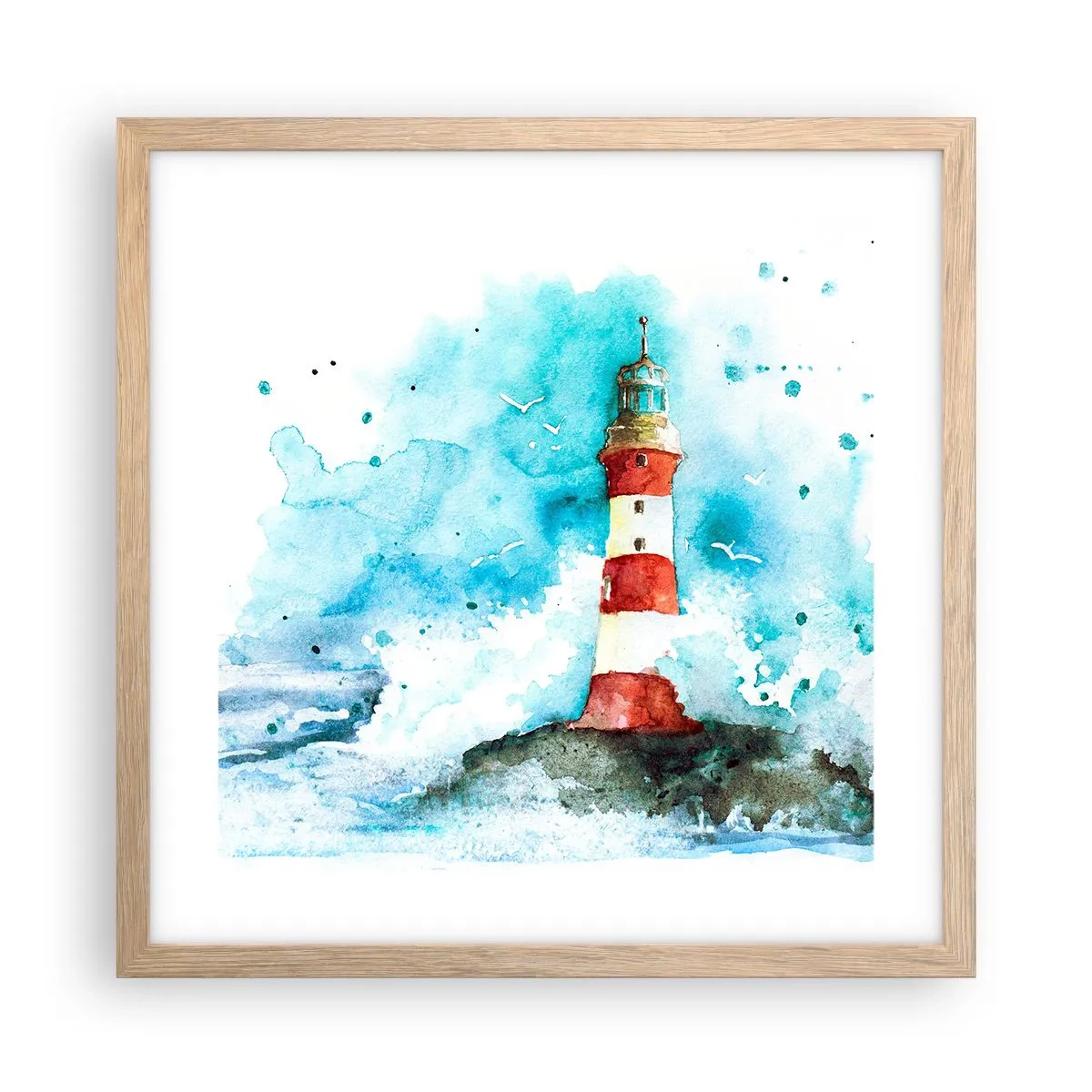 Plagát v ráme zo svetlého duba - Jednota živlov - 40x40 cm