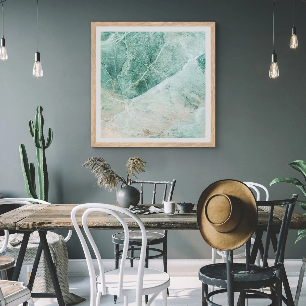 Plagát v ráme zo svetlého duba - Vznešený chlad kameňa - 40x40 cm