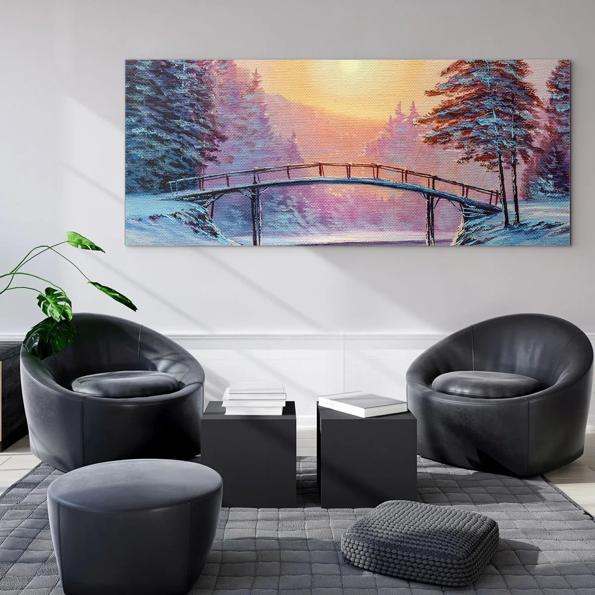 Obraz na skle - Štyri ročné obdobia - zima - 100x40 cm