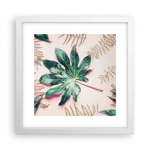 Plagát v bielom ráme - Štúdia zelenej na ružovom pozadí - 30x30 cm