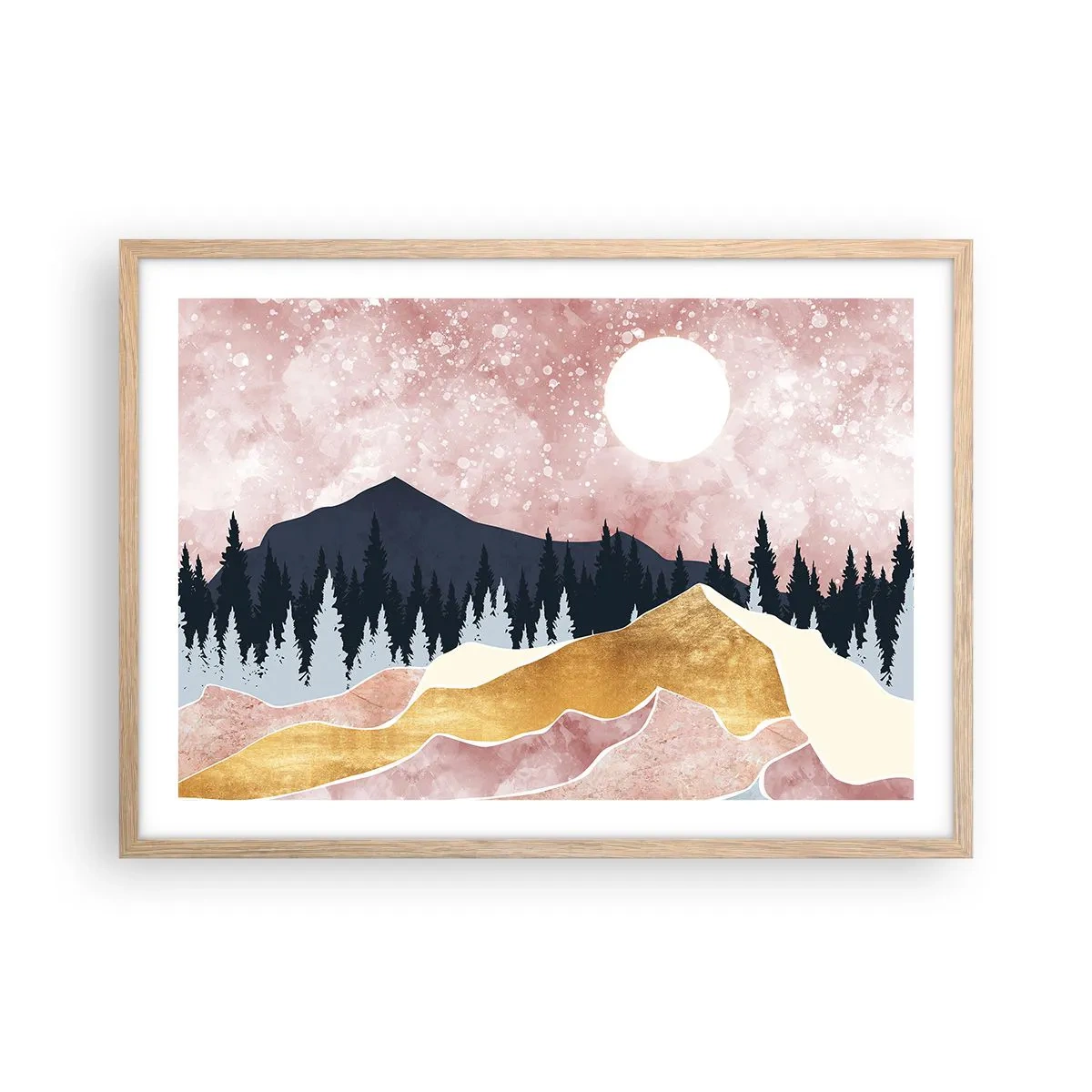 Plagát v ráme zo svetlého duba - Nočná hliadka - 70x50 cm