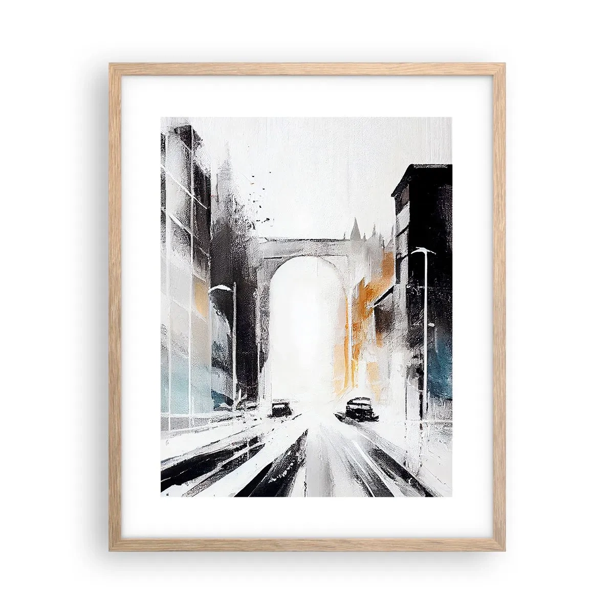 Plagát v ráme zo svetlého duba - Štúdia mesta: architektúra a pohyb - 40x50 cm
