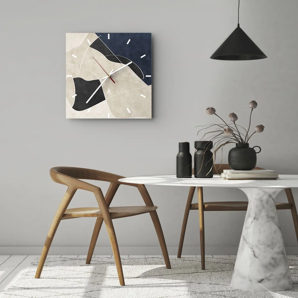 Nástenné hodiny - Abstraktná kompozícia – kontrast farieb - 30x30 cm