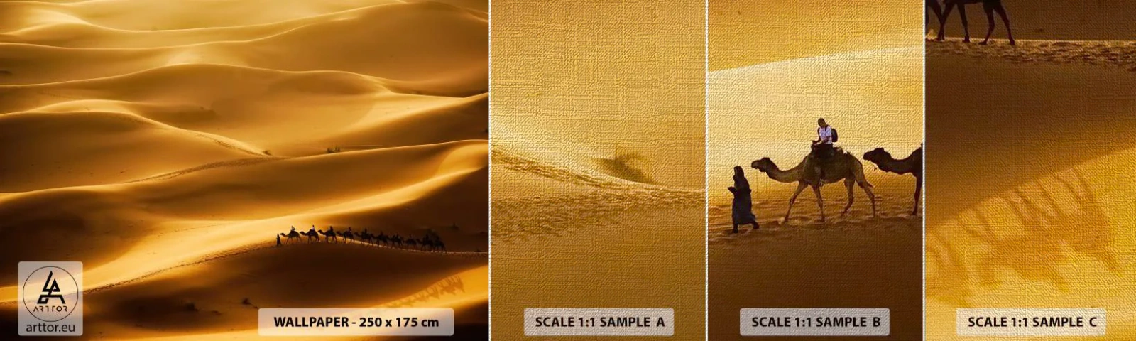 Vzorka fototapety Premium Canvas - Karavána na vlnách púšte - Krajina, Afriky, Púšť - 100x30 cm