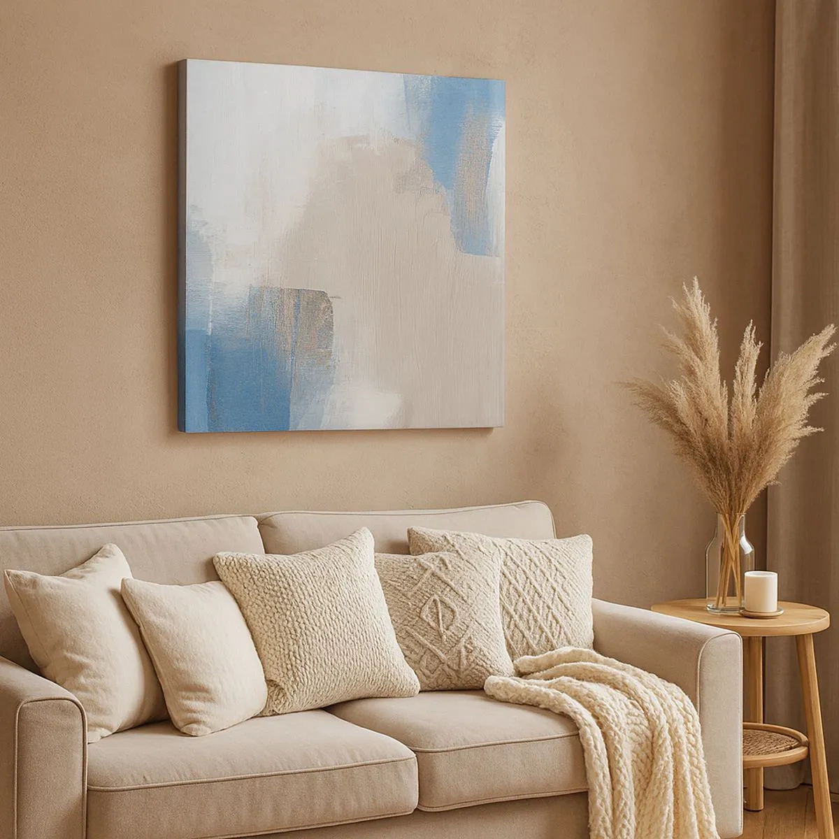 Obraz na plátne - Ružová abstrakcia za modrým závojom - 30x30 cm