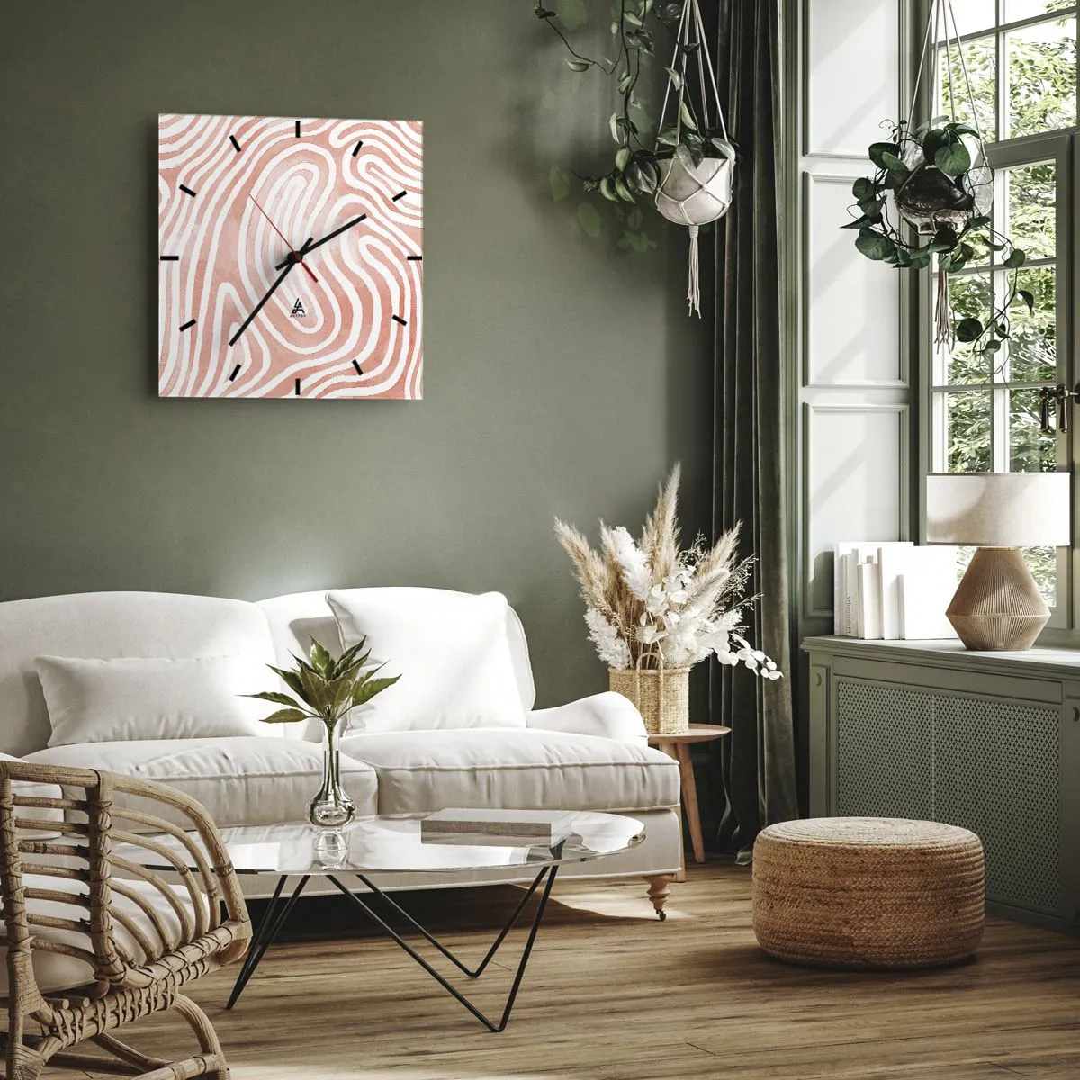 Nástenné hodiny - V koralovom labyrinte - 40x40 cm