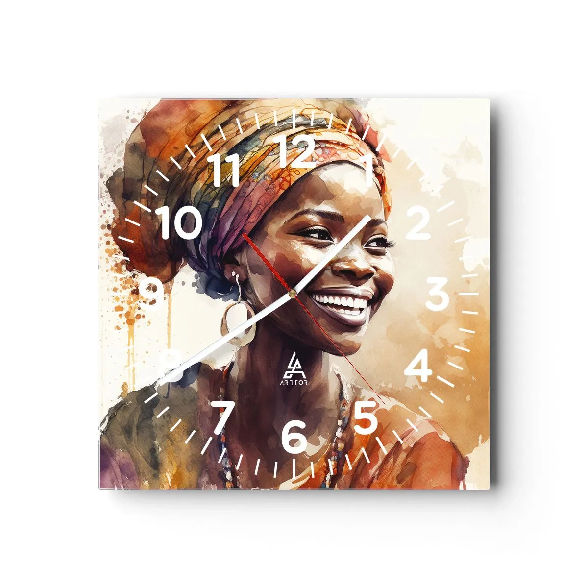 Nástenné hodiny - Africká kráľovná - 40x40 cm
