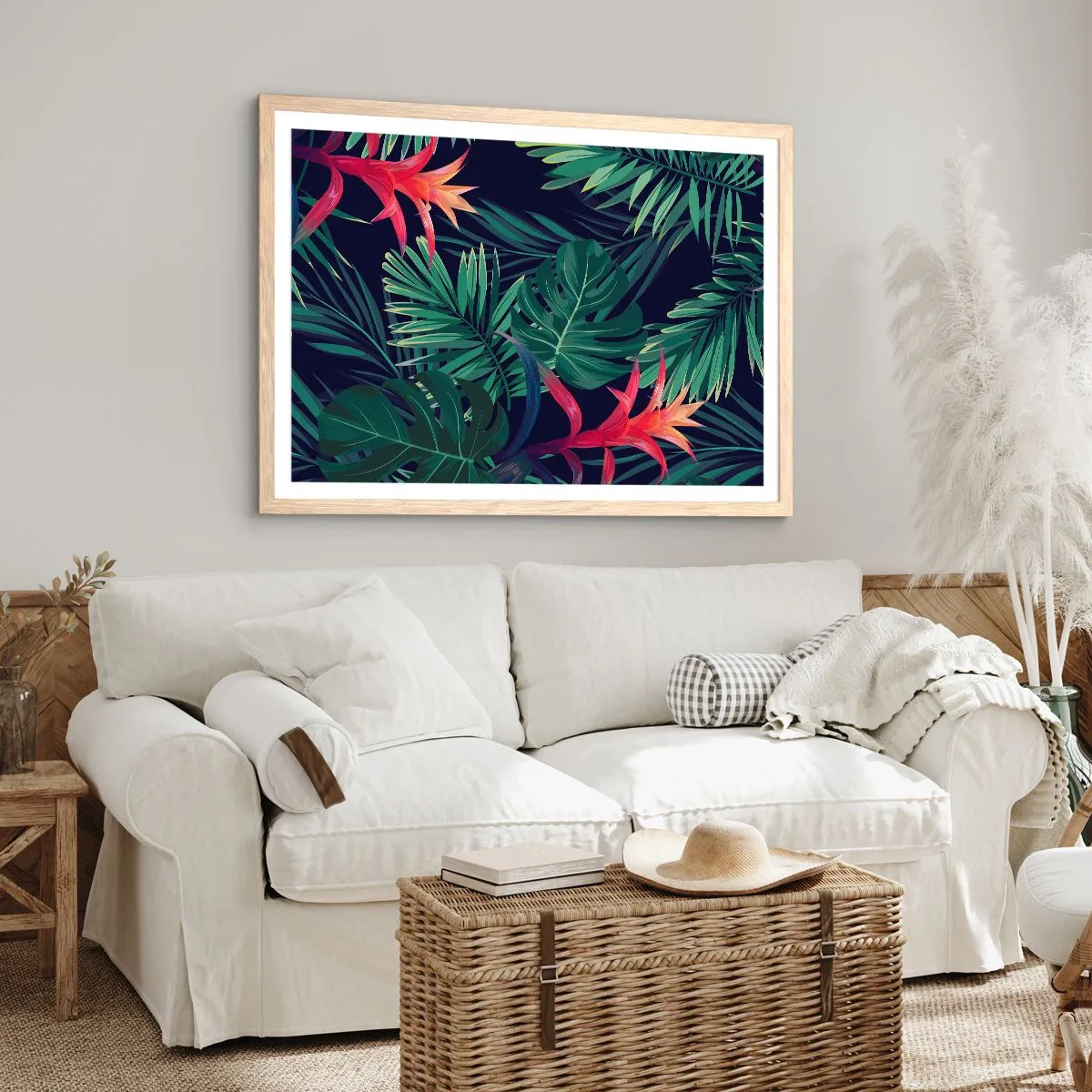 Plagát v ráme zo svetlého duba - Vzplanúť v zelenom - 100x70 cm