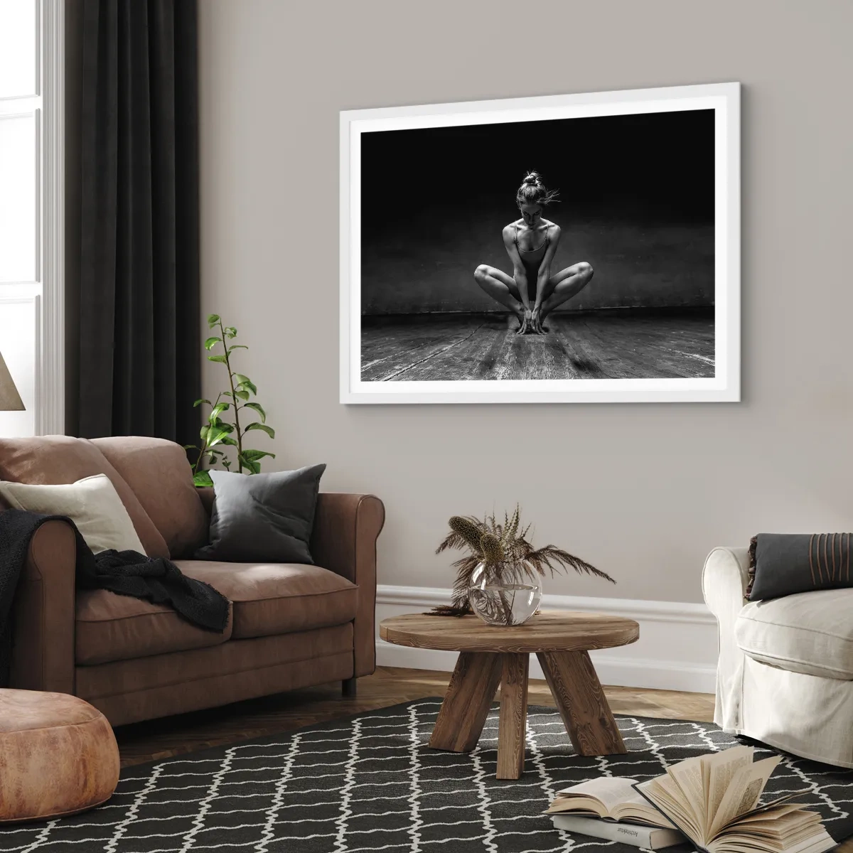 Plagát v bielom ráme - Koncentrácia tanečnej energie - 70x50 cm