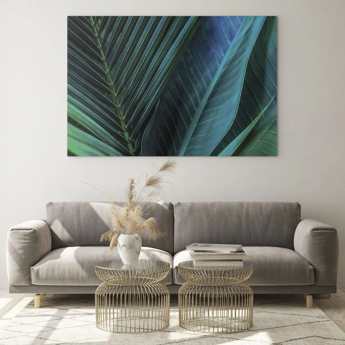 Obraz na skle - Detaily tmavozelených tropických listov - 70x50cm - Anatómia zelene - Moderná nástenná dekorácia do obývacej izby a spálne ARTTOR