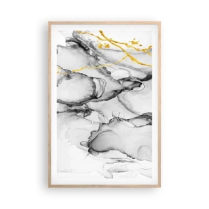 Plagát v ráme zo svetlého duba - Kompozícia so zlatým motívom - 61x91 cm