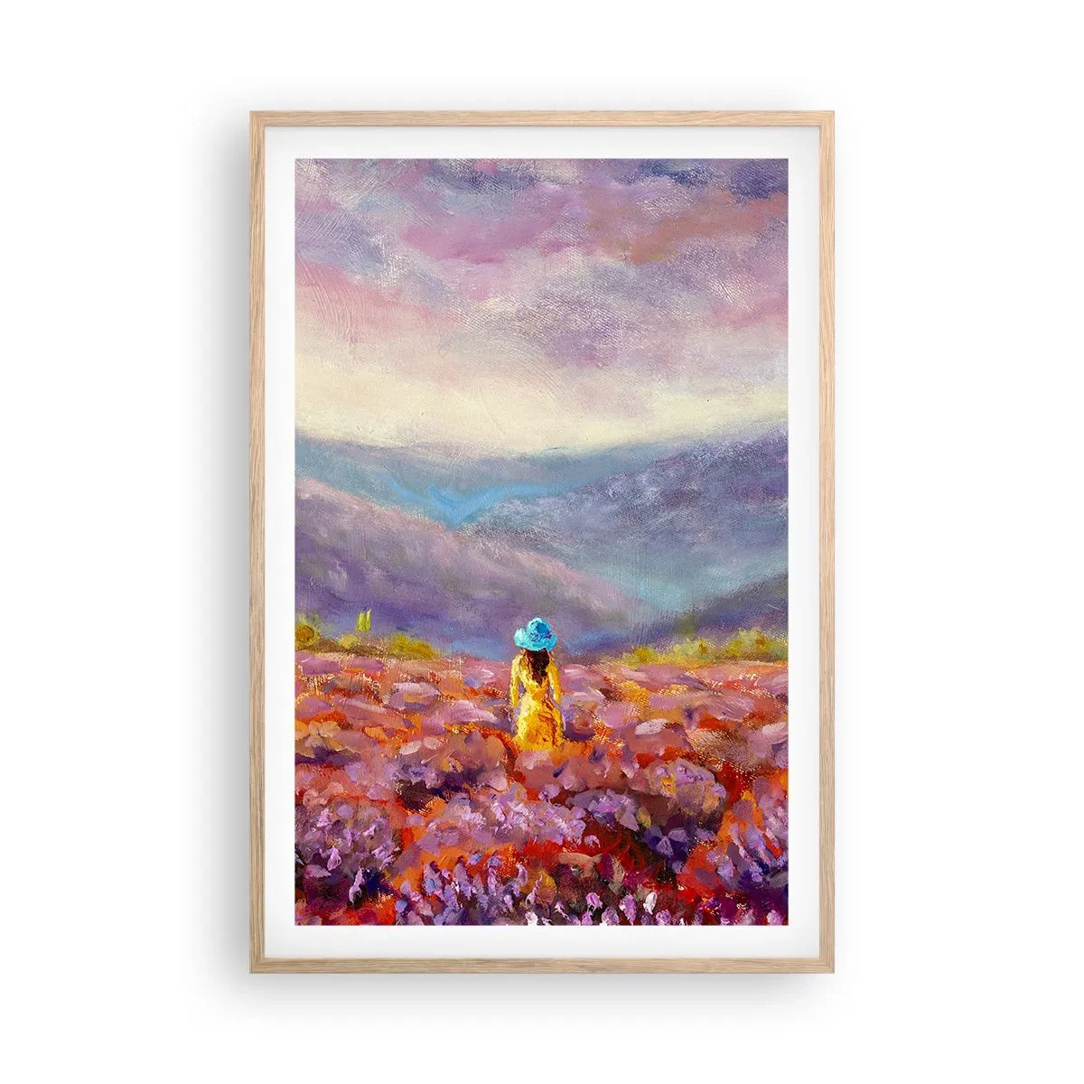 Plagát v ráme zo svetlého duba - V levanduľovom svete - 61x91 cm