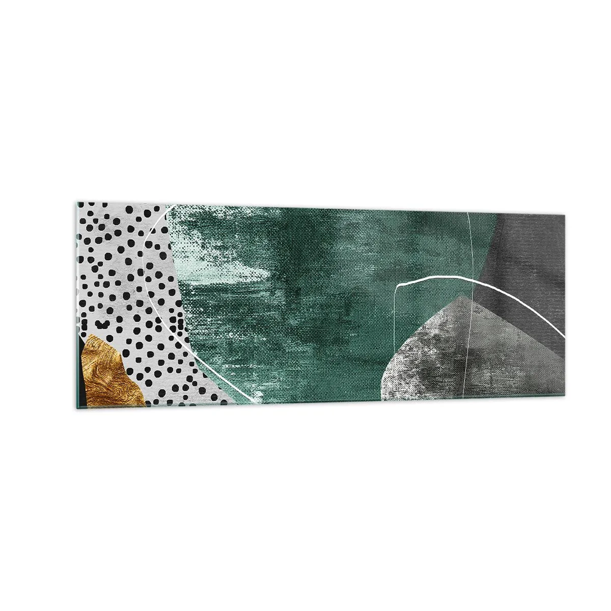 Obraz na skle - Farebná abstrakcia so zlatou vločkou - 140x50 cm