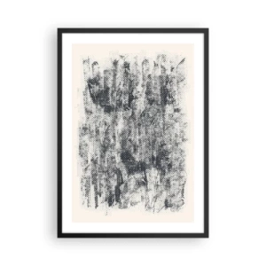 Plagát v čiernom ráme - Grafický motív retro lesa - 50x70cm - Hmlistá kompozícia - Moderná nástenná dekorácia do obývacej izby a spálne ARTTOR