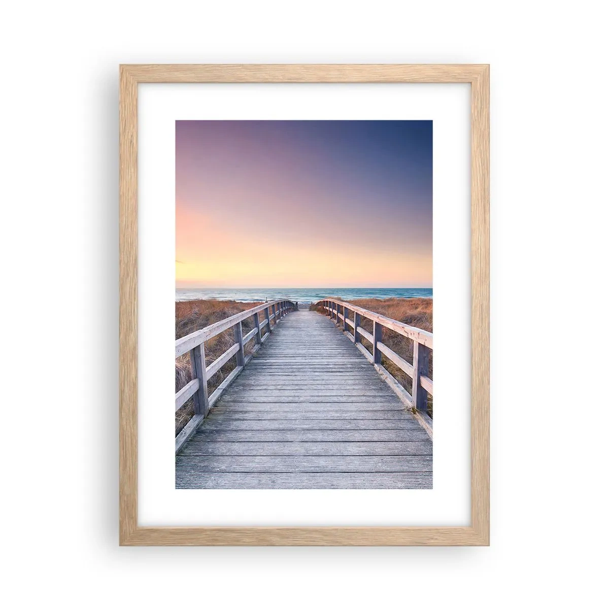Plagát v ráme zo svetlého duba - Baltská večerná polárna žiara - 30x40 cm