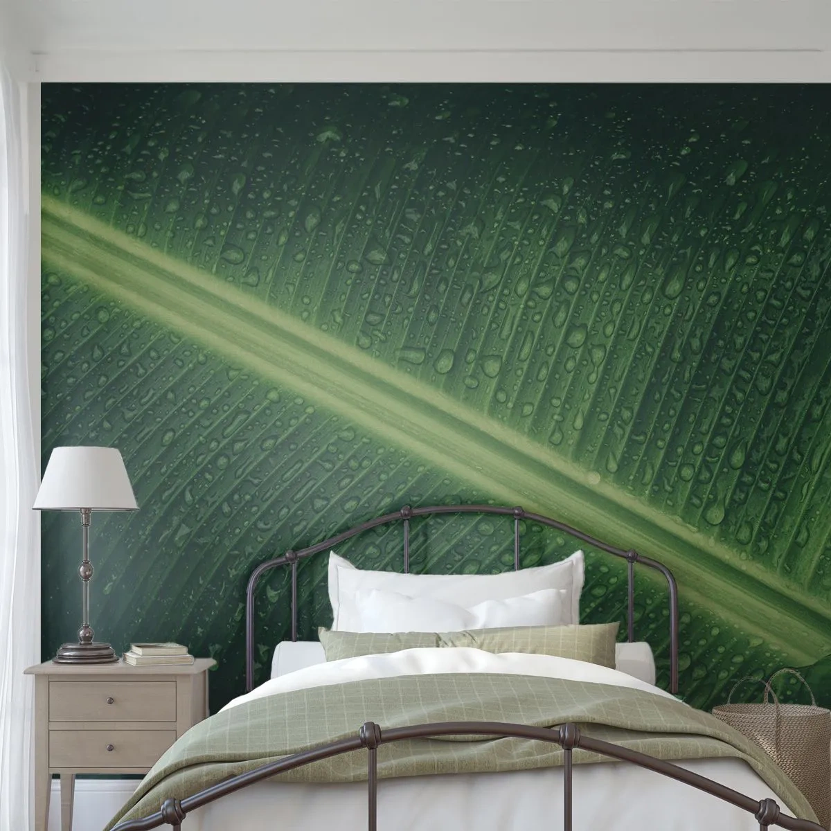 Fototapeta Premium Canvas - Štruktúra zelenej - Zelený list, Tropická rastlina, Kus - 200x140 cm