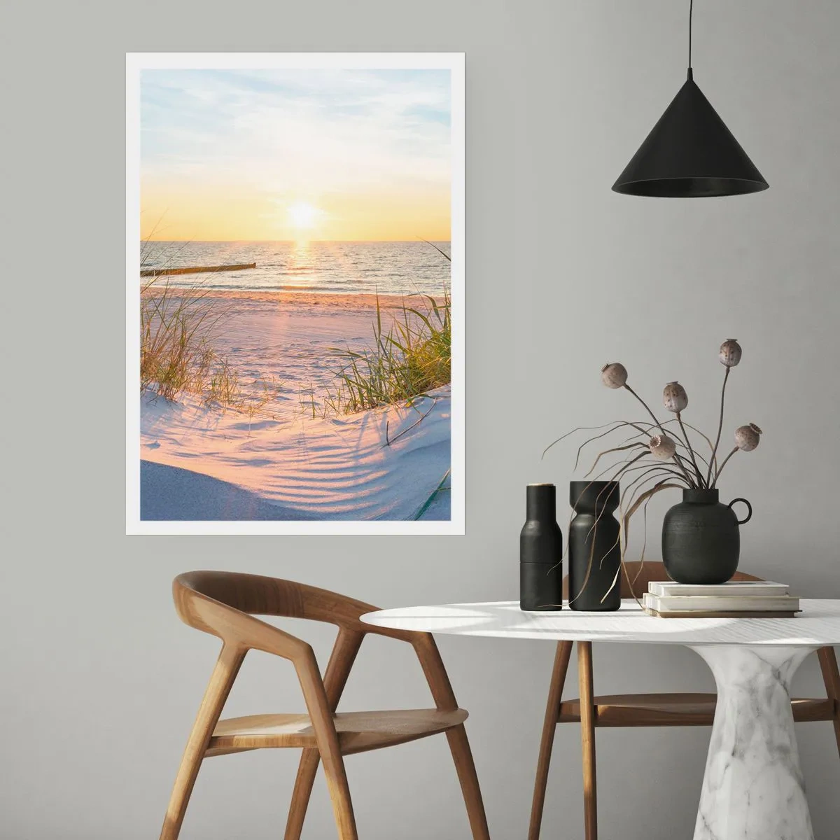 Plagát - Šumenie mora, spev vtákov, divoká pláž uprostred trávy… - 30x40 cm