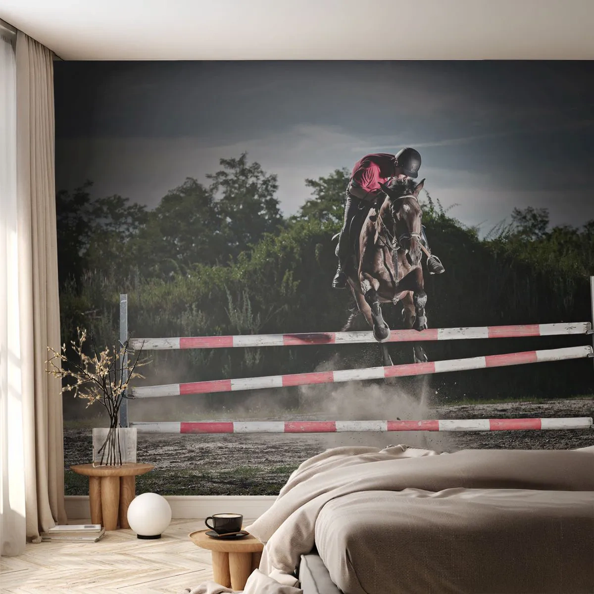 Fototapeta Premium Sand - Spoločne pre víťazstvo - Zvieratá, Kôň, Šport - 400x280 cm