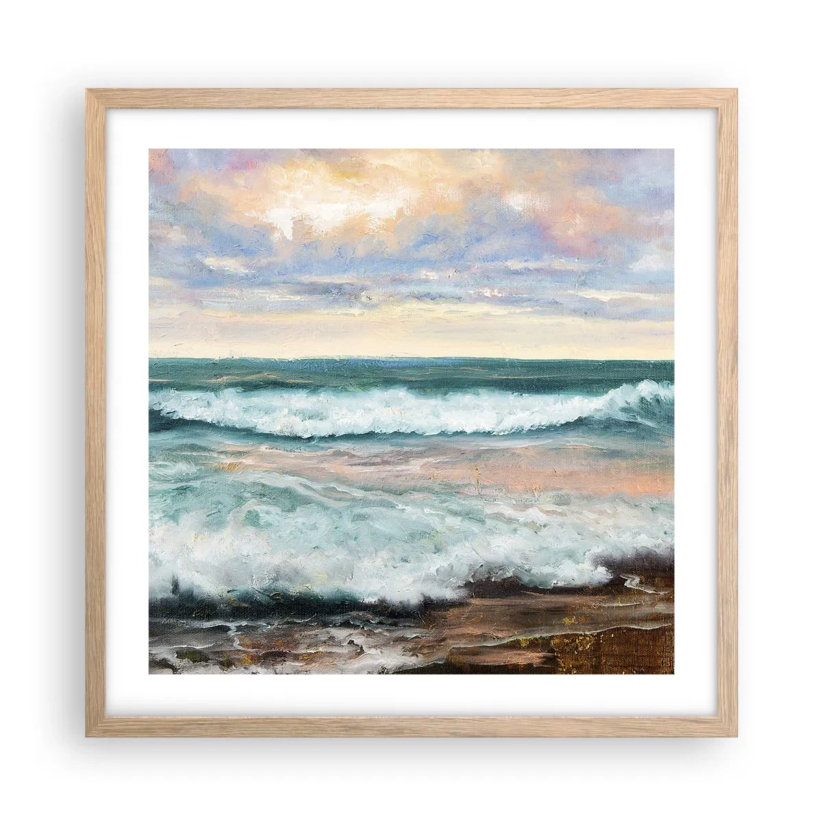 Plagát v ráme zo svetlého duba - Tu uhladíš dušu - 50x50 cm